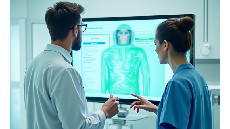 Medical professionals reviewing digital patient records