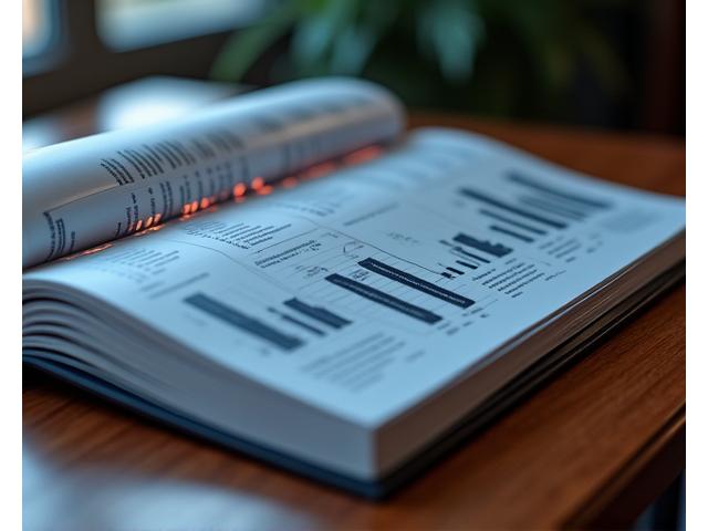 Open book with graphs and data, representing a guide
