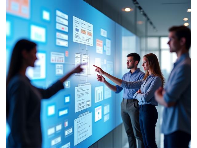Interface of various no-code platforms showing rapid application development with a diverse team collaborating