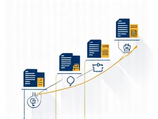 Illustration of automated workflow with various app icons connected by arrows