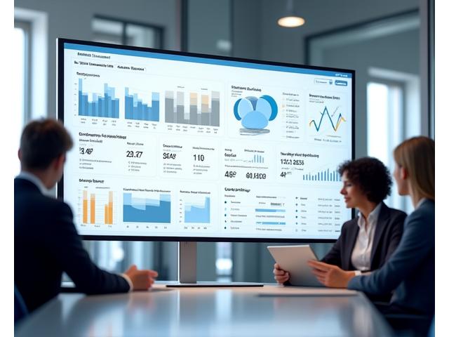 Modern business dashboard displaying various KPIs and data visualizations