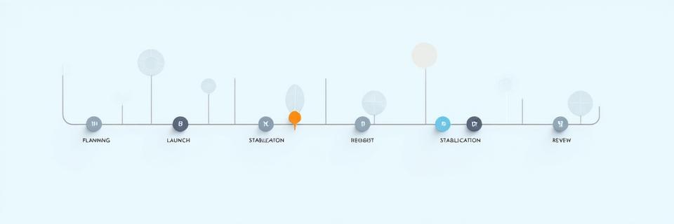 Visual timeline demonstrating a phased implementation of organizational restructuring