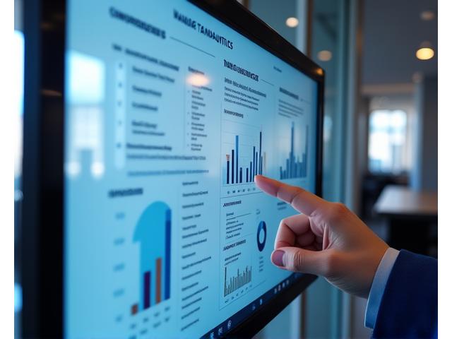 Detailed data dashboard with charts and graphs, representing talent analytics